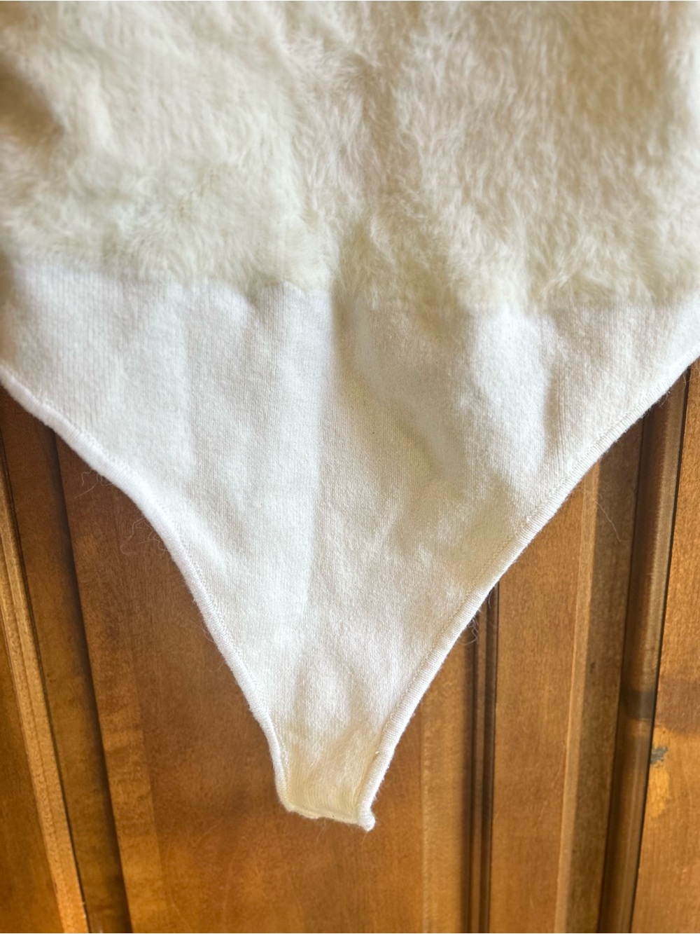 Free People Intimately Ivory Fuzzy Knit Bodysuit Soft Teddy Cami Thong Size S - Picture 6 of 9